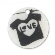 Sequin Nacre imprimé 20 mm Tee-shirt Love x1