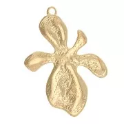 Pendentif fleur orchidée 36x26 mm - Doré à l'or fin x1