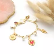 Pendentif coeur Ex-voto 27x15 mm avec résine époxy - Doré à l'or fin - Noir x1