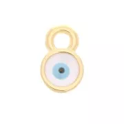 Mini breloque ronde - motif oeil en résine époxy 7x4.5 mm - Doré à l'or fin x1