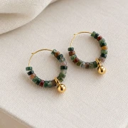 Breloque boule 12x6.5 mm - Doré à l'or fin x1