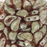 Perles en verre deux trous Paisley Duo 9x5.5 mm - Crystal Gleam Red Glaze x10g|raw }}