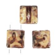 Perles en verre Fixer 2 trous 8x8 mm - Opaque White Dark Travertin x10g