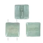 Perles en verre Fixer 2 trous 8x8 mm - Opaque Green Ceramic Look x10g