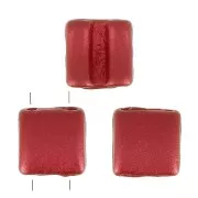 Perles en verre Fixer 2 trous 8x8 mm - Red Metallic Mat x10g