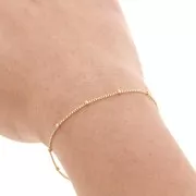 Chaîne maille Gourmette alternée perles rondes 2mm - Gold filled (or laminé) x50cm