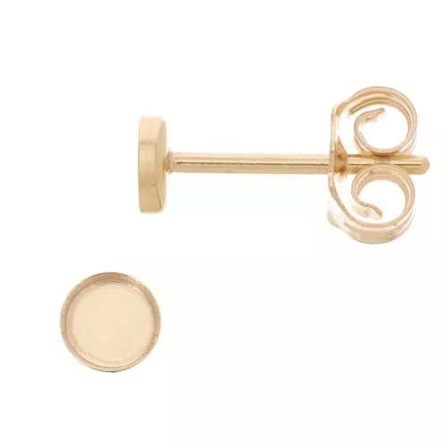 Clous d'oreilles ronds pour cabochon 3 mm - Gold Filled (or laminé) x2