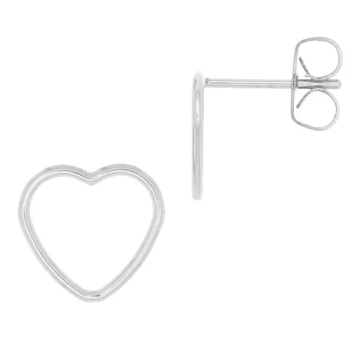 Boucles d'oreilles coeur évidé 9x10 mm - Argent 925 x2