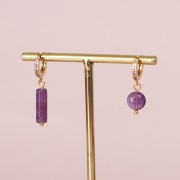 Perles tubes en pierre gemme 15x5 mm - Amethyste x5