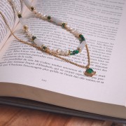 Perles tubes en pierre gemme 15x5 mm - Pierre de lune x5