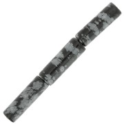 Perles tubes en pierre gemme 15x5 mm - Obsidienne Mouchetée x5