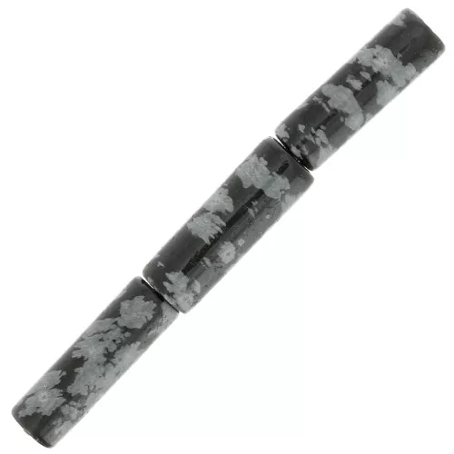 Perles tubes en pierre gemme 15x5 mm - Obsidienne Mouchetée x5