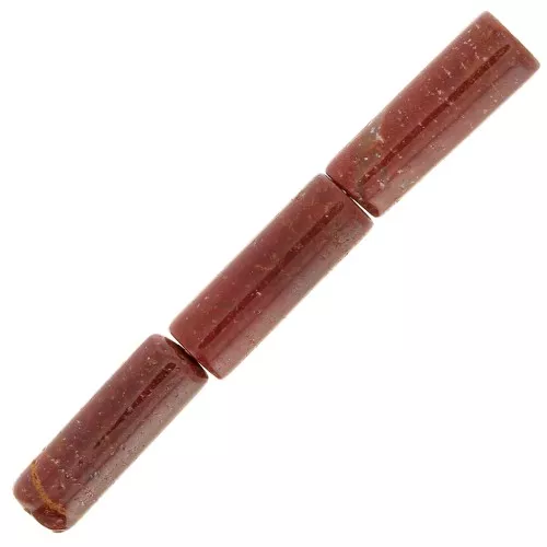 Perles tubes en pierre gemme 15x5 mm - Jaspe rouge x5
