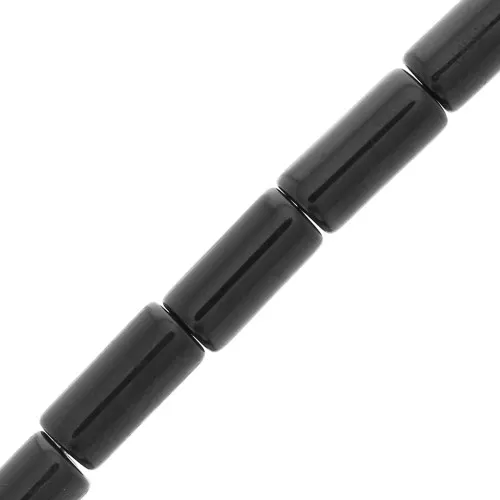 Perles tubes en pierre gemme 10x5 mm - Onyx noir x5