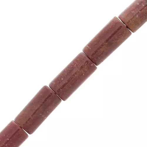 Perles tubes en pierre gemme 10x5 mm - Jaspe rouge x5