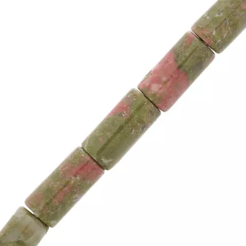 Perles tubes en pierre gemme 10x5 mm - Unakite x5