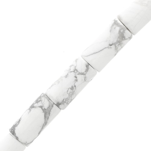 Perles tubes en pierre gemme 10x5 mm - Howlite x5