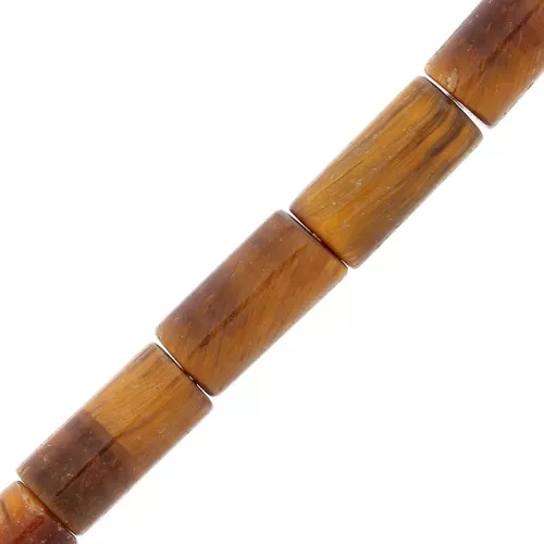 Perles tubes en pierre gemme 10x5 mm - Oeil de tigre x5