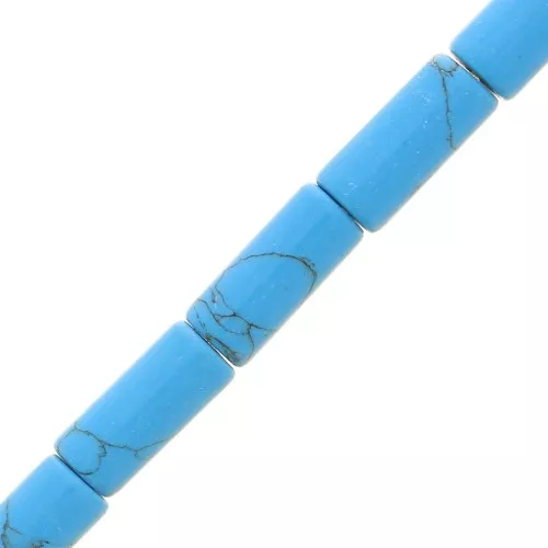 Perles tubes en pierre gemme teintée 10x5 mm - imitation Turquoise x5