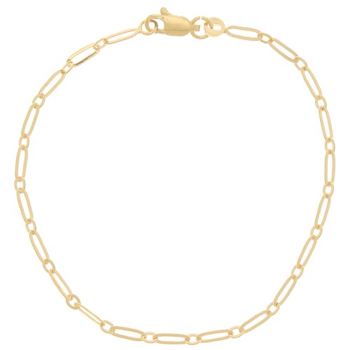 Bracelet maille Rectangle limée fantaisie 2.6 mm - Plaqué Or 3 microns x19 cm