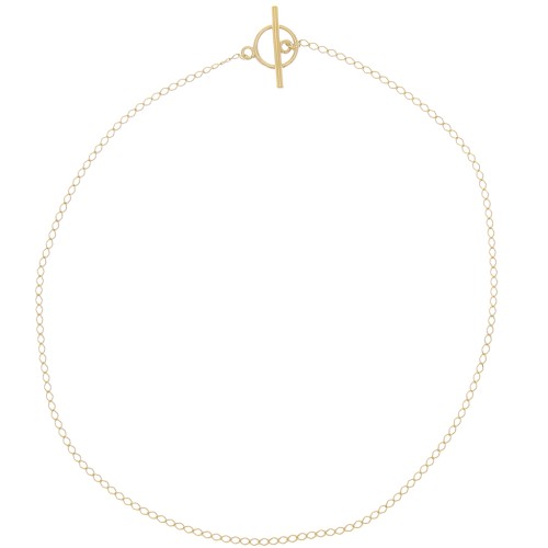 Tour de cou chaîne maille Rombo limée 2mm et fermoir T - Plaqué Or 3 microns x42cm