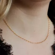 Tour de cou chaîne maille Rombo limée 2mm et fermoir T - Plaqué Or 3 microns x42cm