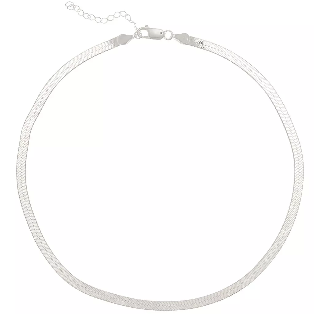 Collier Ras Du Cou En Chaîne Serpent Perlée Argent Sterling 1mm, 12+3 Pouces - Neuf Jewellerybox