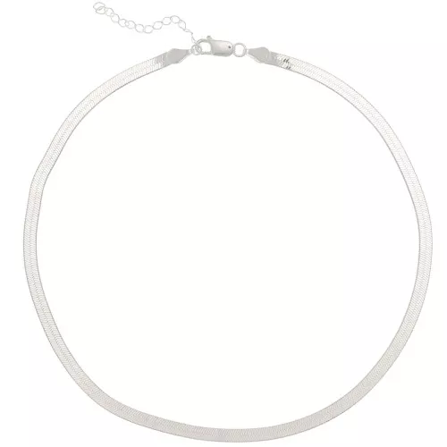 Tour de cou chaîne maille Miroir - serpent plate - 4.5 mm - Argent 925 x40cm