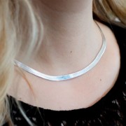 Tour de cou chaîne maille Miroir - serpent plate - 4.5 mm - Argent 925 x40cm