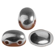 Perles en verre Samos® par Puca® 7x5 mm - Opaque Chocolate Silver x10g