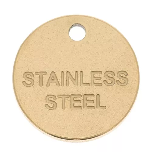 Sequin rond gravé Stainless Steel 10 mm - Acier inoxydable 304 Doré x1