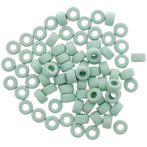 Perles rondelles style Heishi en céramique 9x5.5 mm - Vert Turquoise mat x20
