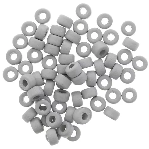 Perles rondelles style Heishi en céramique 9x5.5 mm - Gris mat x20