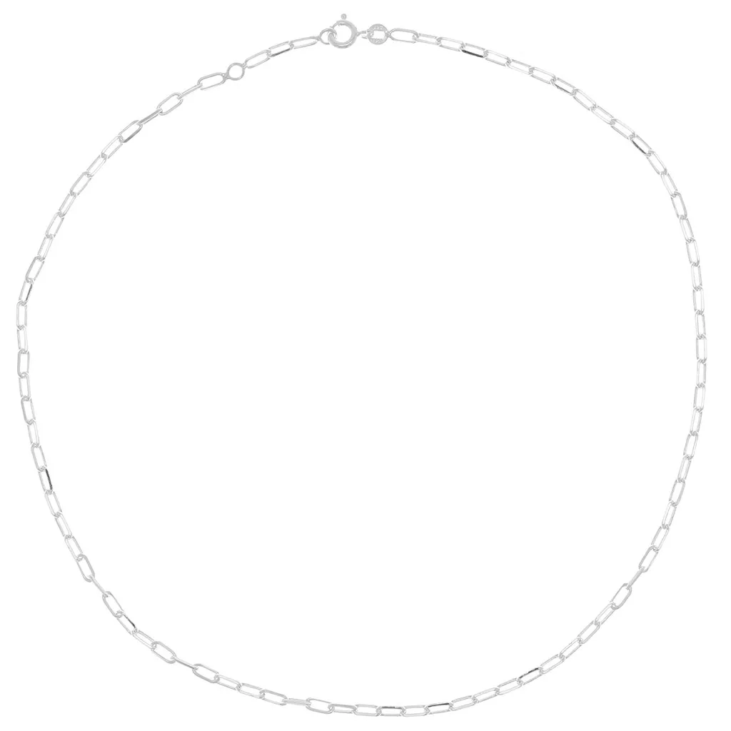 Chaîne Gourmette En Argent Massif 925 - Maille Limée - Longueur 38 Cm - Sans Nickel
