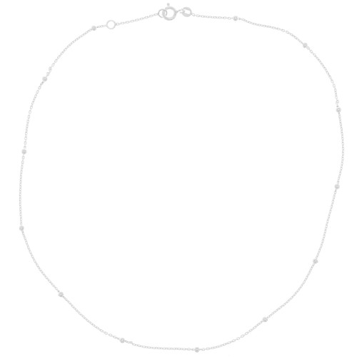 Tour de cou chaîne maille Forçat alternée perles rondes 2.5 mm - Argent 925 x42 cm