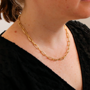 Tour de cou maille rectangle limée 5.6 mm - Plaqué Or 3 microns x42 cm