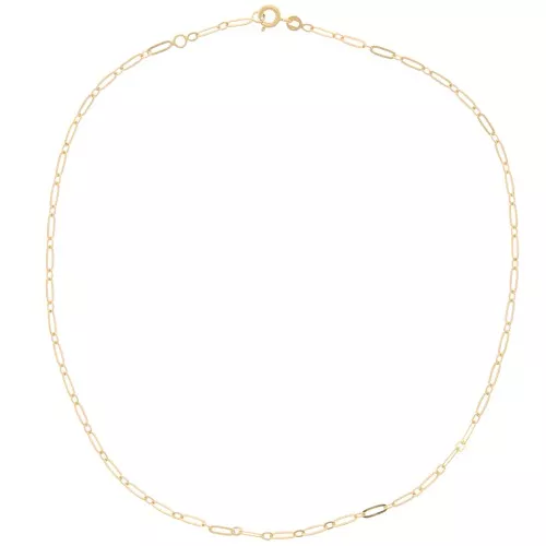 Tour de cou maille rectangle limée fantaisie 2.6 mm - Plaqué Or 3 microns x42 cm