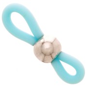 Attaches lunettes avec perle ronde  Bleu Turquoise/Argenté x4|raw }}