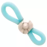 Attaches lunettes avec perle ronde Bleu Turquoise/Argenté x4