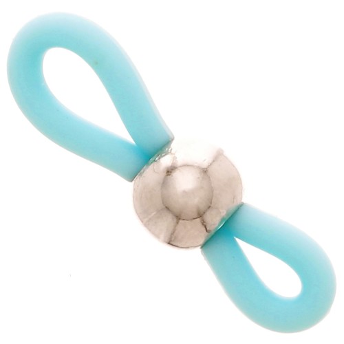 Attaches lunettes avec perle ronde Bleu Turquoise/Argenté x4