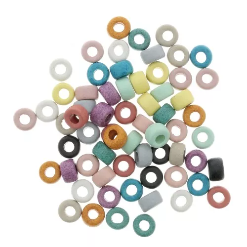 Perles rondelles style Heishi en céramique 9x5.5 mm - Multicolore mat x65
