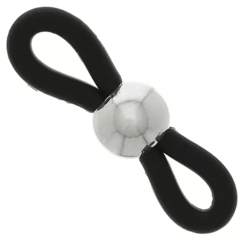 Attaches lunettes avec perle ronde Noir/Argenté x4