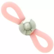 Attaches lunettes avec perle ronde Rose/Argenté x4