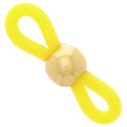 Attaches lunettes avec perle ronde Jaune/Doré x4