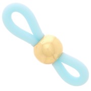 Attaches lunettes avec perle ronde Bleu Turquoise/Doré x4