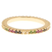 Bague fine avec Oxydes de Zirconium - taille 53 - Doré - Multicolore x1|raw }}