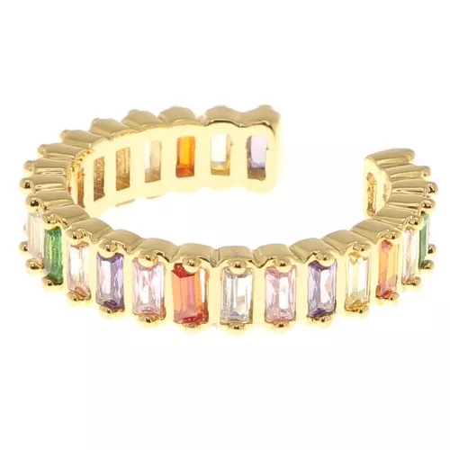 Bague réglable anneau large avec Oxydes de Zirconium - Doré - Multicolore x1