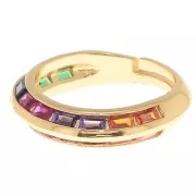 Bague réglable large avec Oxydes de Zirconium - Doré - Multicolore x1