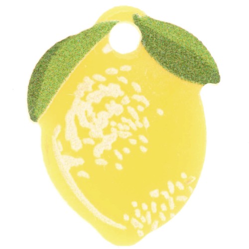 Breloque forme citron 15x12 mm en plexiglas - Jaune - Vert x1