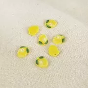 Breloque forme citron 15x12 mm en plexiglas - Jaune - Vert x1